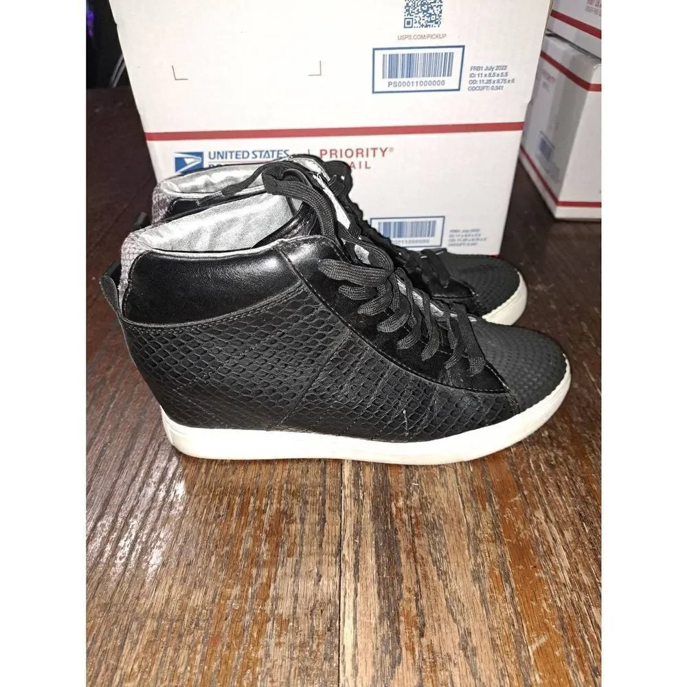 Size 8 Madden Girl Supastud Black Leather High Top Sneaker Athletic Casual Shoes